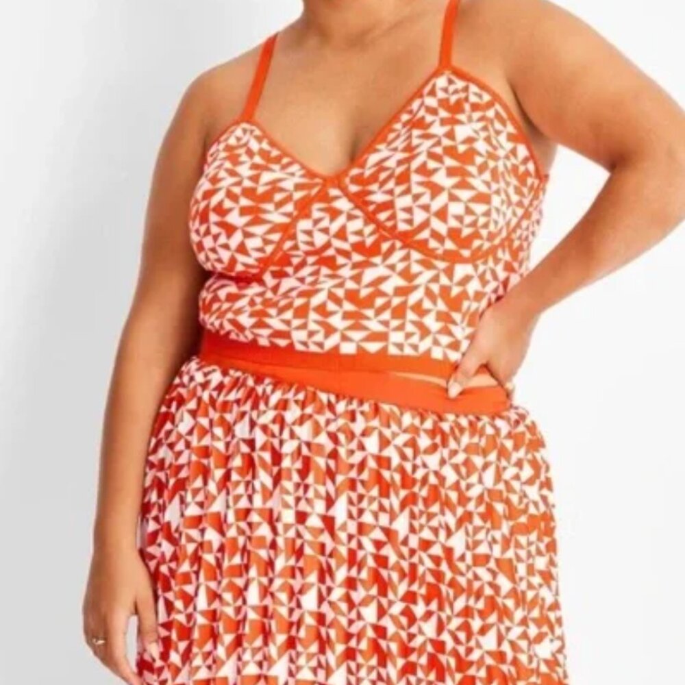 Future Collective Kahlana Barfield Orange V-Neck Bralette Knit Tank Top Size 4x